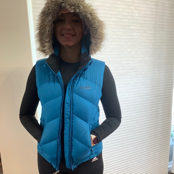 Columbia Sportswear Titanium Down Vest with hood teal small - Picture 2 of 13
